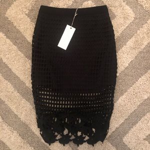 + LUSH + NWT Lattice Cutout Fitted Skirt